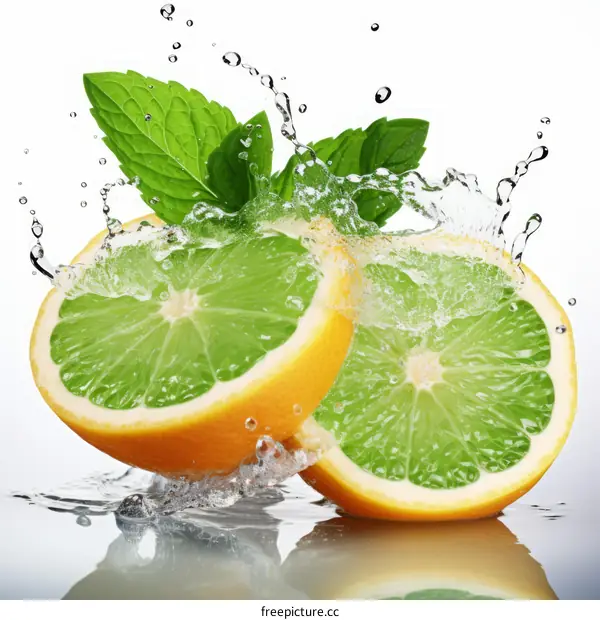 Refreshing Lime with Mint and Water Splash