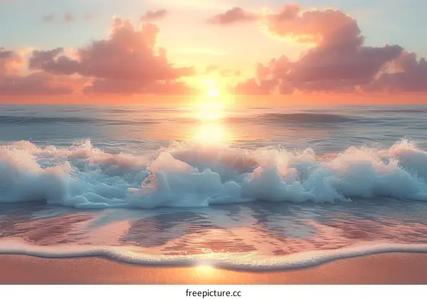 Pink clouds and blue waves