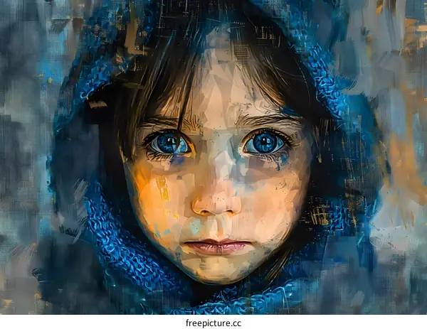 Portrait of a girl with blue eyes