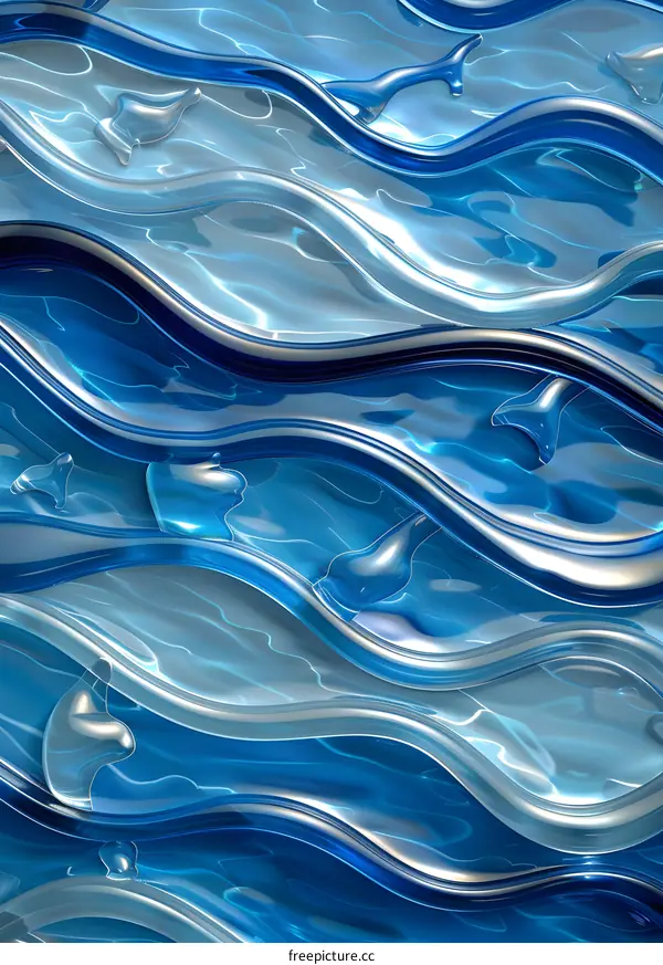 Blue and White Abstract Waves Background