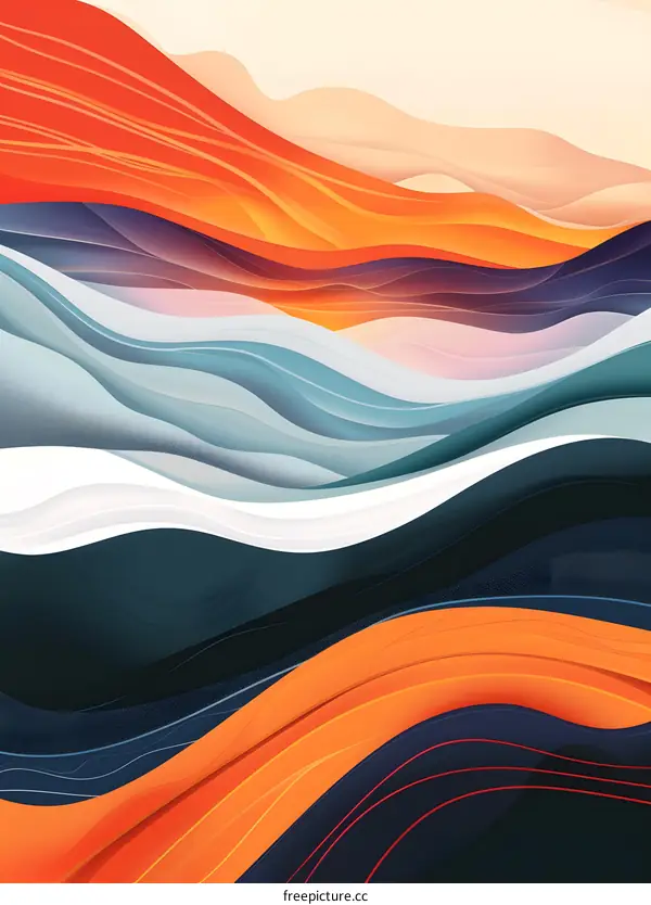 Abstract Colorful Wavy Lines Art Design