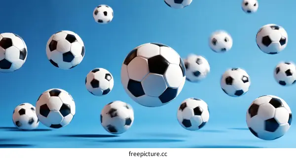 Soccer Balls in Mid-Air Displaying Dynamic Movement