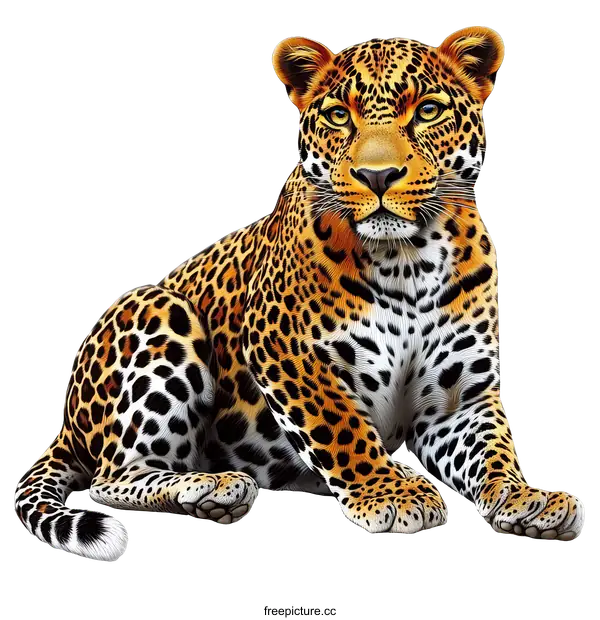 [Transparent Background PNG]Majestic Leopard Illustration