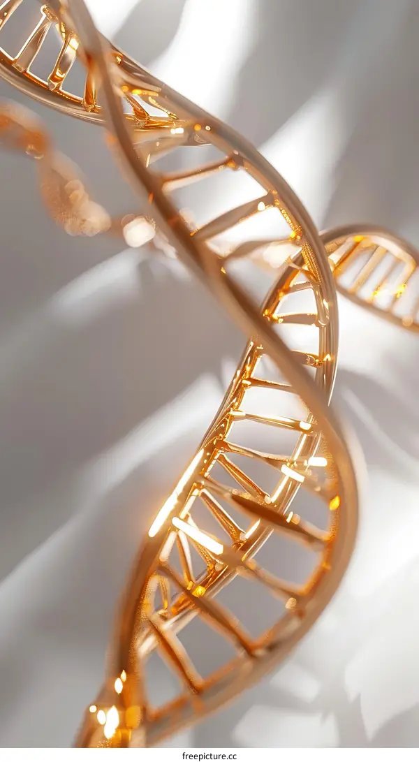 Double Helix, DNA Structure in Golden Color