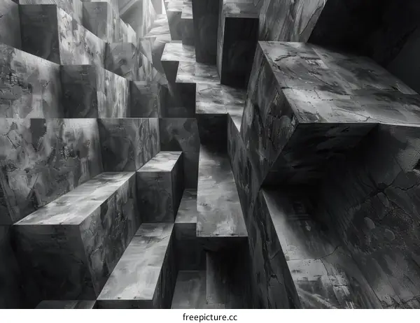 Black and white abstract concrete blocks background