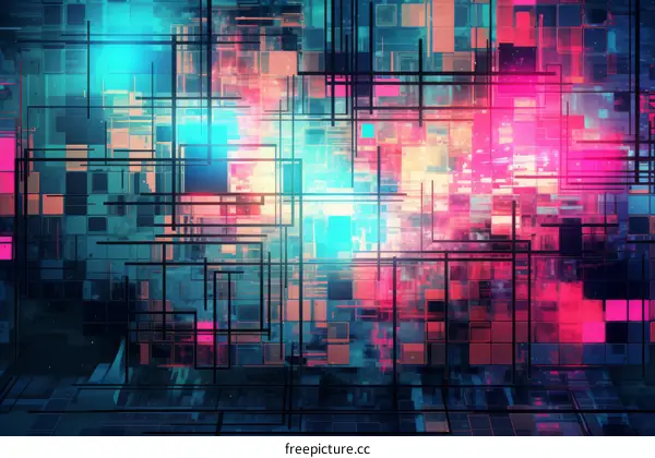 Colorful 3D rendering of a circuit board