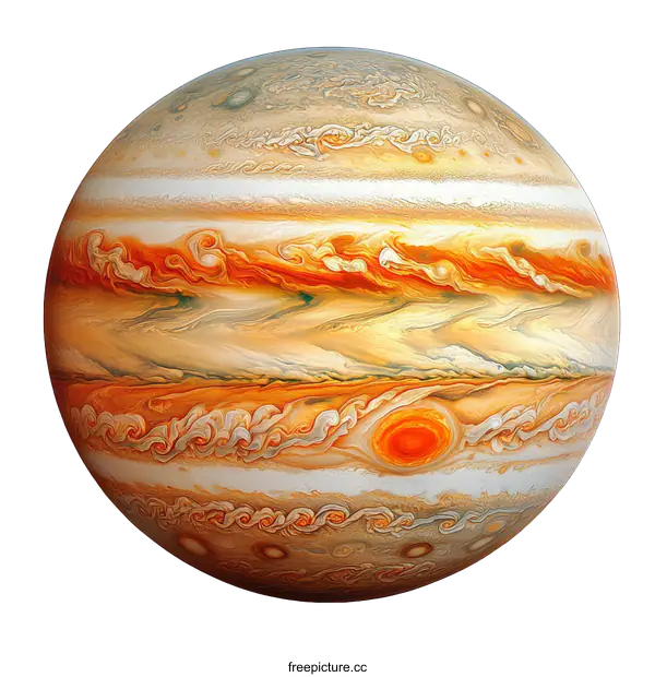 [Transparent Background PNG]Jupiter Planet Detailed View Illustration