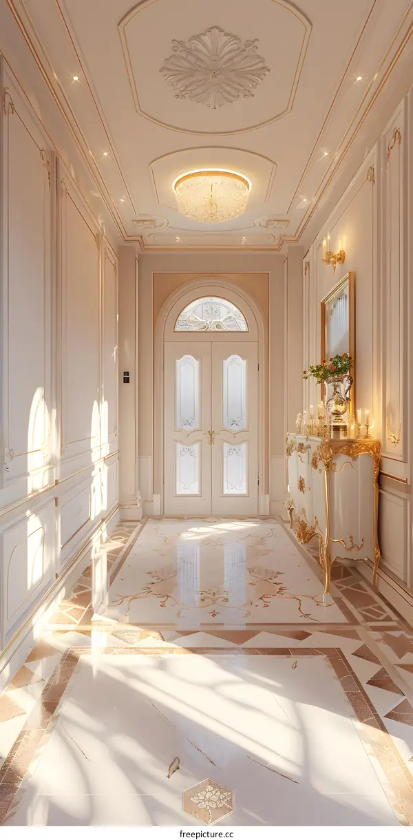 Luxury Interior Design With White Doors And Gold Accents