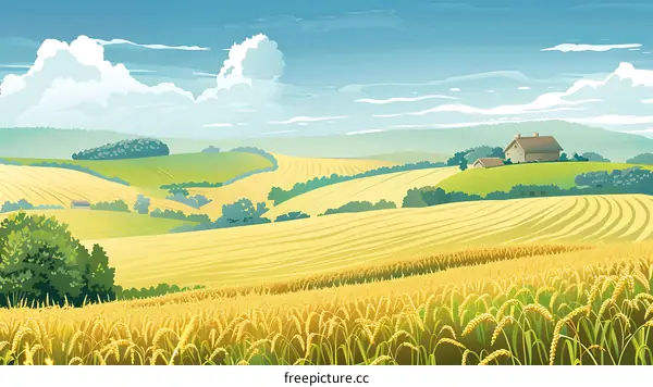 Summer Landscape with Wheat Field