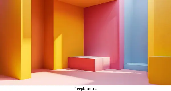 Abstract Colorful Room Interior with Minimalist Design