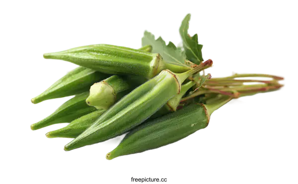 [Transparent Background PNG]Fresh Okra Bundle on White Background