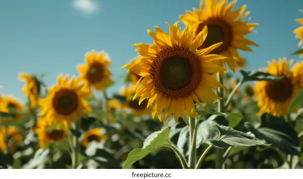 Close-up of sunflowers in a field