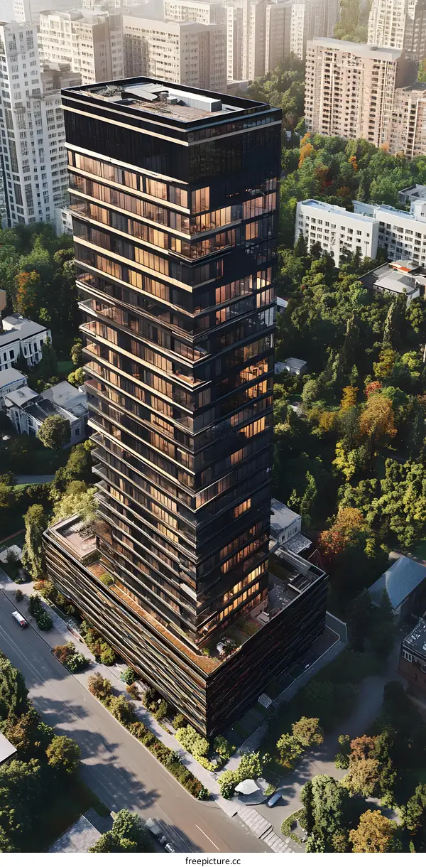 Modern Glass Skyscraper Building in City Center