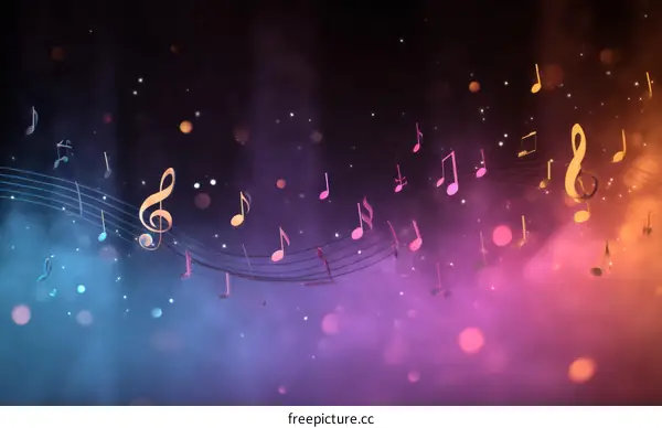 Colorful Music Notes Background Design