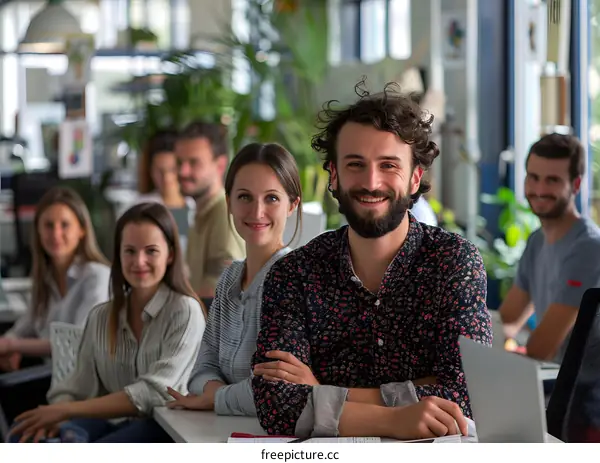 portrait of a group of young professionals in a modern office