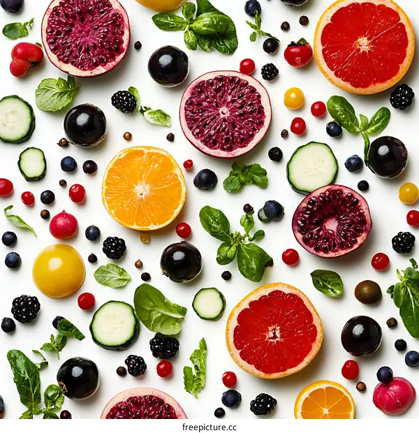 Assortment of Colorful Fruits and Vegetables