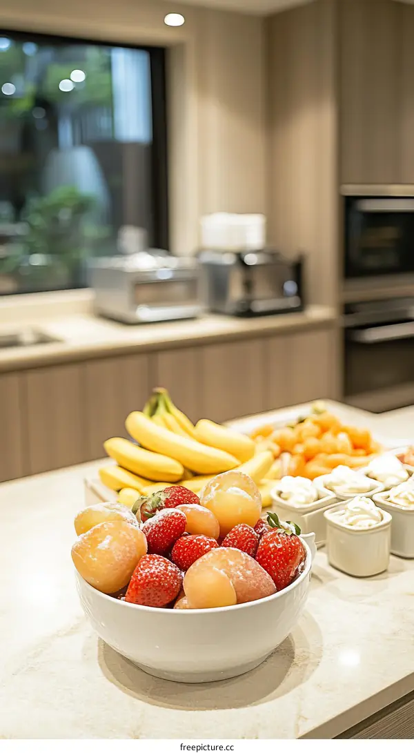 Fresh Fruits Display in a Modern Kitchen