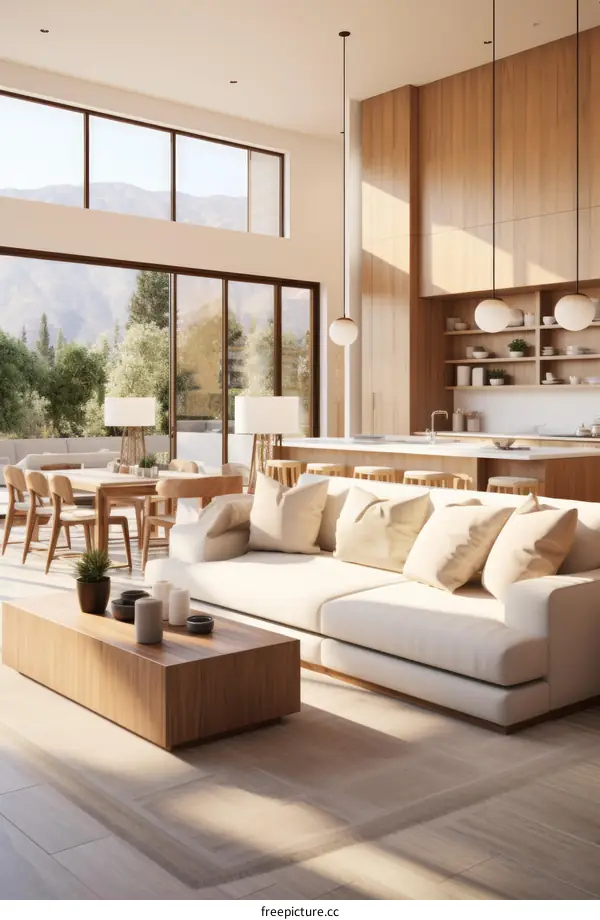 Modern House Interior With Bright And Airy Living Room