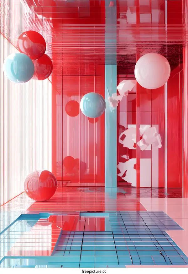 Abstract Geometric Shapes in Red and Blue Color Scheme