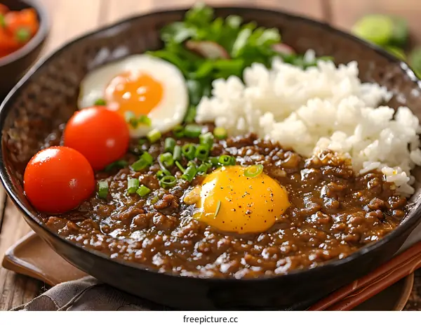 Japanese curry with egg and rice