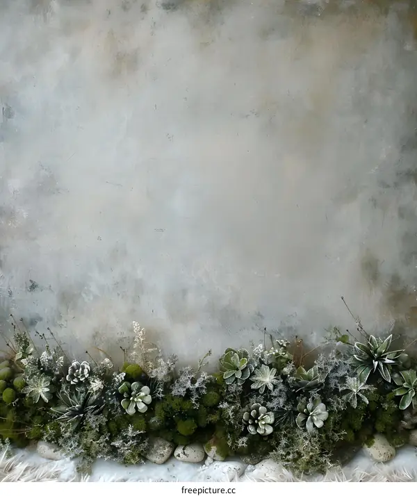 Grey Concrete Wall With Green Succulents