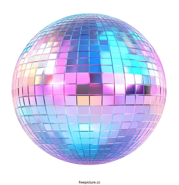 [Transparent Background PNG]Colorful Disco Ball with Mirrored Tiles