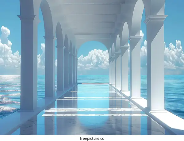 Futuristic Walkway Over the Ocean