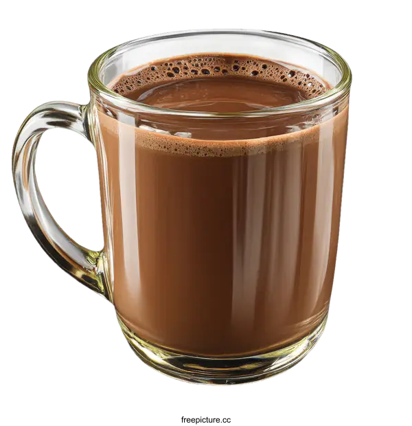 [Transparent Background PNG]Delicious Hot Chocolate in a Glass Mug
