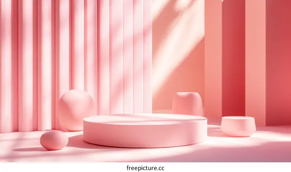 Pink Geometric Product Display Stage