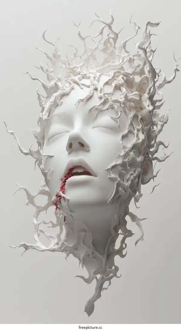 White Sculpture Headpiece with Artistic Features