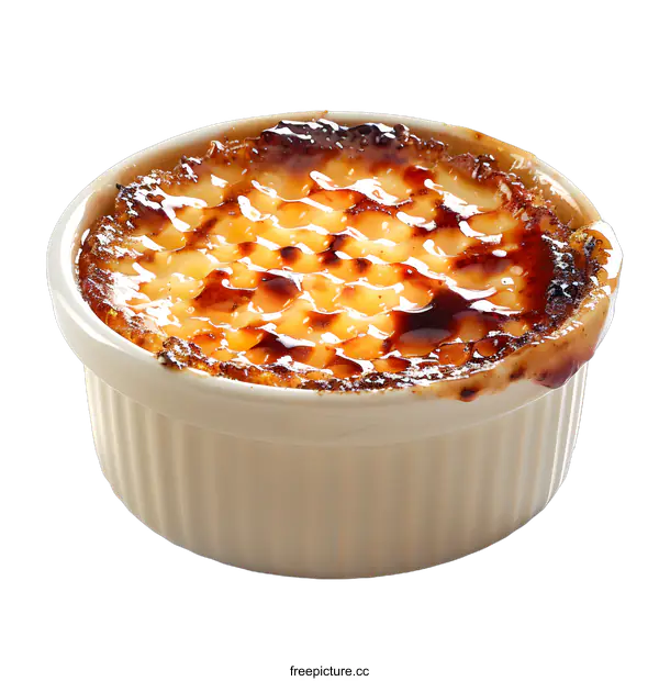 [Transparent Background PNG]creme brulee dessert in white dish
