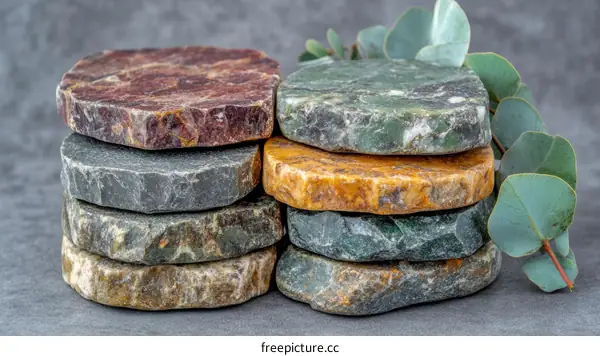 Colorful Natural Stone Coasters Stacked