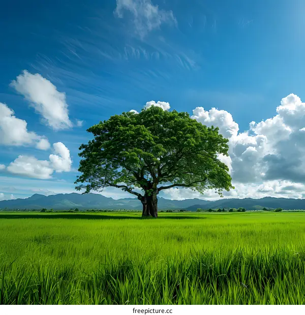 Lone Tree in a Green Field