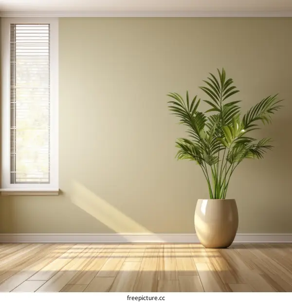 An illustration of a potted plant in a room