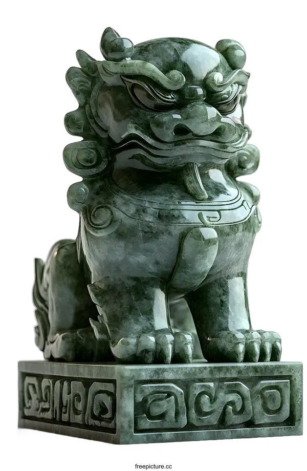 [Transparent Background PNG]Jade Stone Lion Sculpture