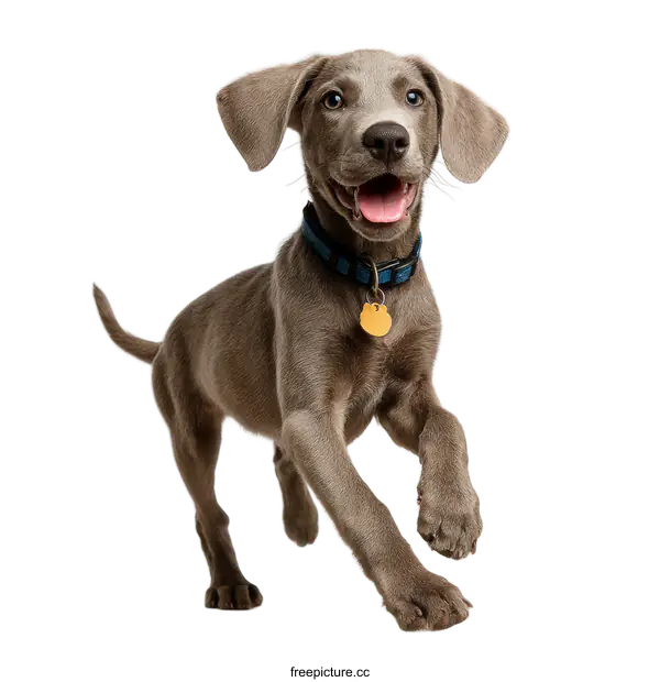 [Transparent Background PNG]Playful Gray Puppy in Motion