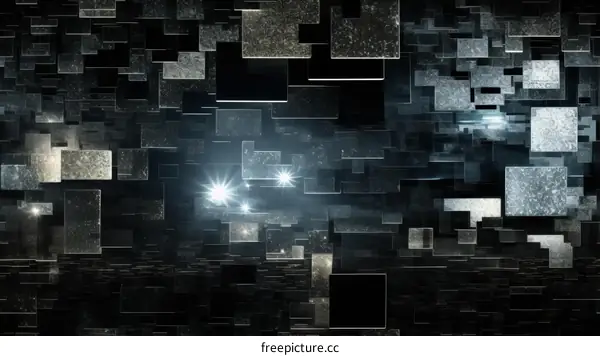 Abstract Geometric Grid with Glowing Lights