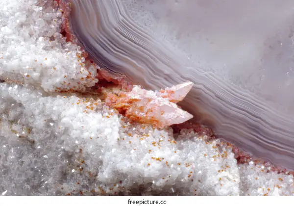 Closeup of Agate Slice with Crystals