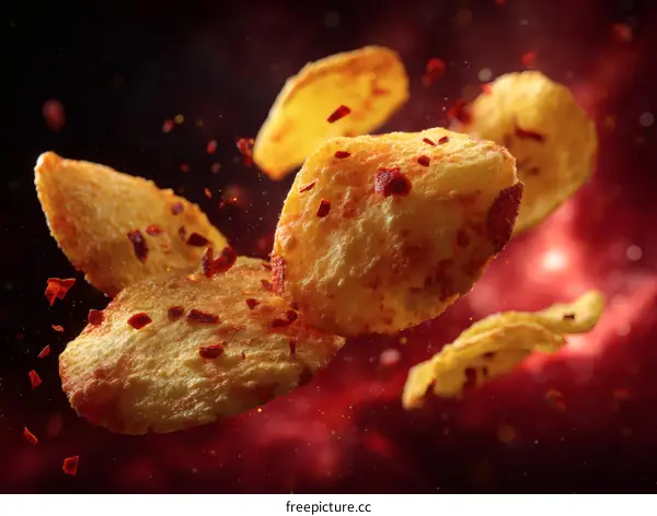 Spicy Potato Chips in Motion