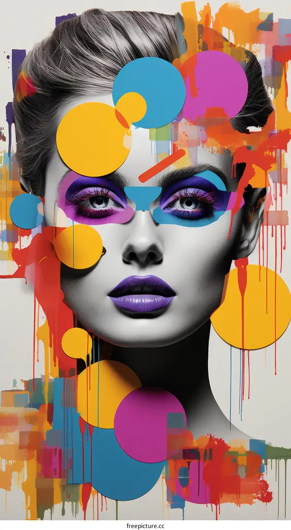 Colorful portrait of a woman with circles