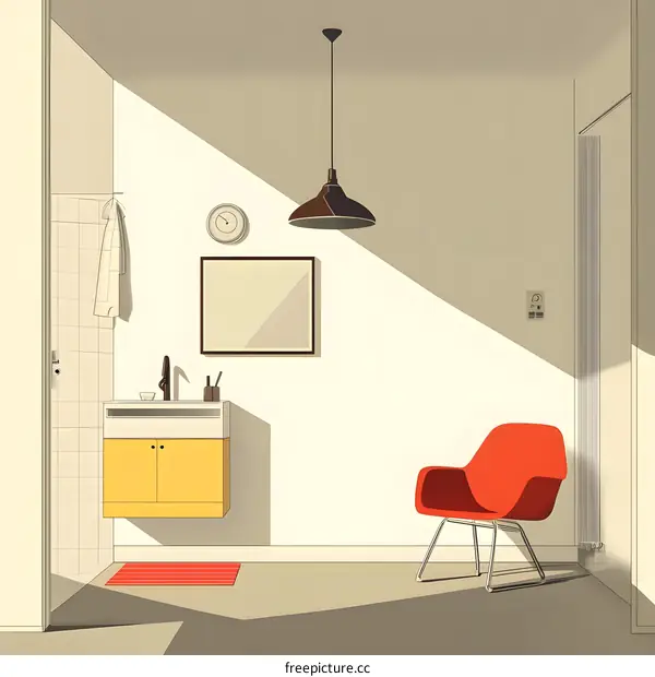 Modern Minimalist Bathroom Interior Design Illustration