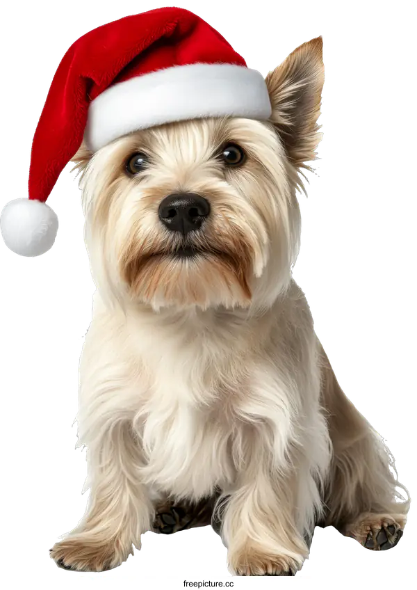 [Transparent Background PNG]Adorable Dog Wearing Christmas Hat