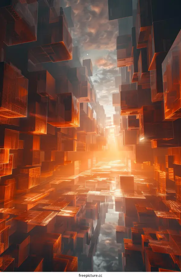 Floating Cityscape: Futuristic Architecture and Reflective Surfaces