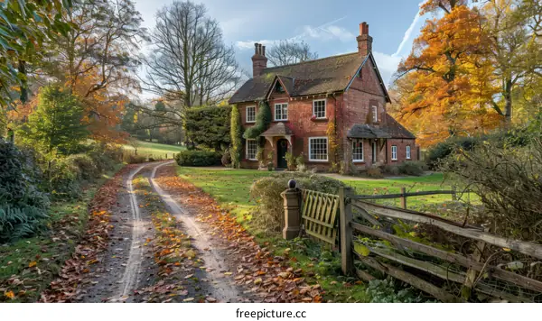 A beautiful English country cottage in the autumn