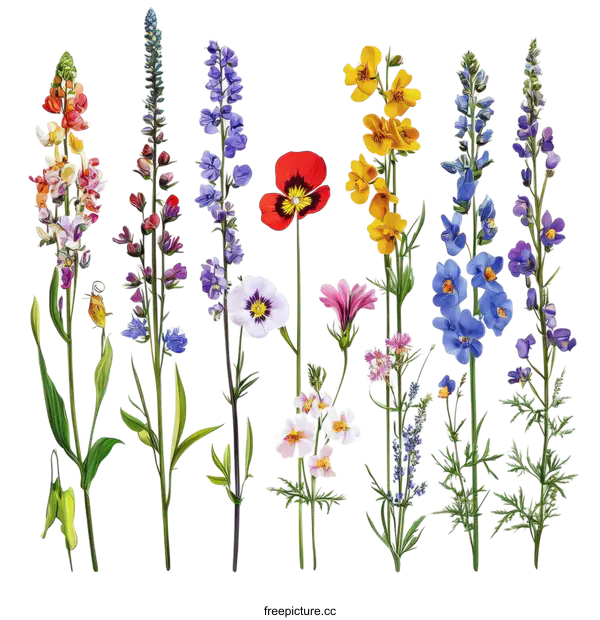 [Transparent Background PNG]Colorful Wildflower Illustration Design
