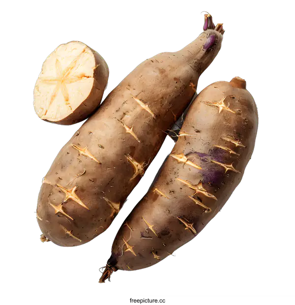 [Transparent Background PNG]Fresh raw yacon roots on white background