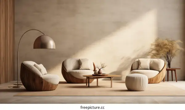 Modern living room interior with stylish furniture