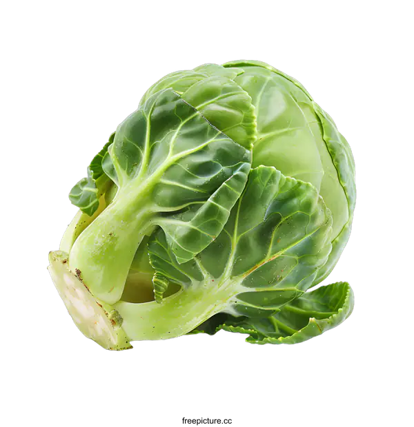[Transparent Background PNG]Fresh Green Brussels Sprout Isolated On White Background