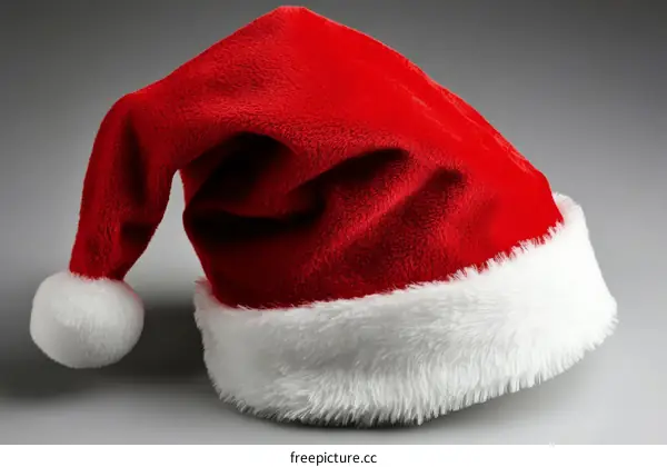 Classic Santa Hat on a Gray Background