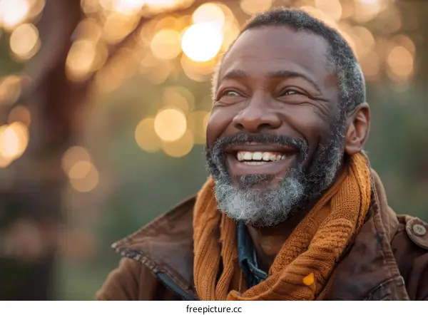 Close Up Portrait of a Smiling Senior Man with Grey Hair
